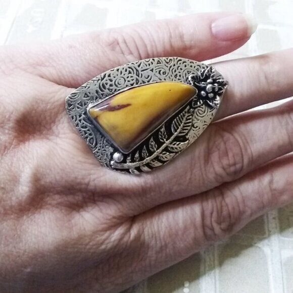 Unique + Distinctive Mookaite Ring Sz 8.75 - Celebrate Mother Earth Gaia Nature - Picture 8 of 10